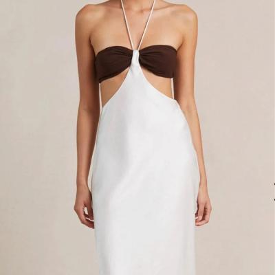 Bec & Bridge Nadia Cut Out Midi Dress Ivory/Brown Size 8