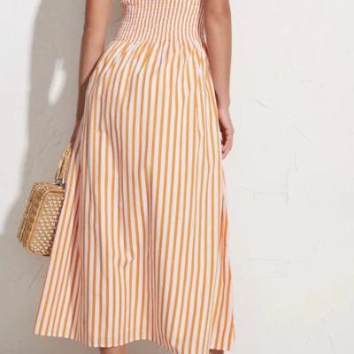 Faithfull the Brand Madella Midi Martie Orange Stripe Size 6 thumbnail 3