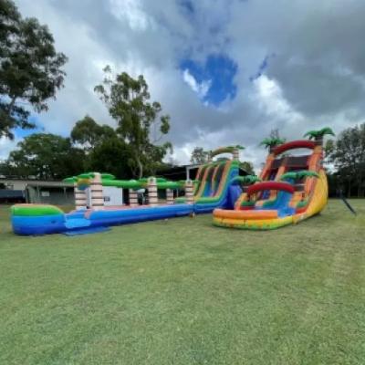 20m Blue Tropical Dual Lane Waterslide Inflatable thumbnail 5