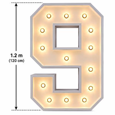 LED - 1.2 m high  White Light up Number 9 (with remote control) thumbnail 1
