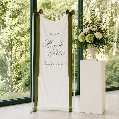 Custom Fabric Welcome Sign, Florals and Plinth Package-The Signature thumbnail 1