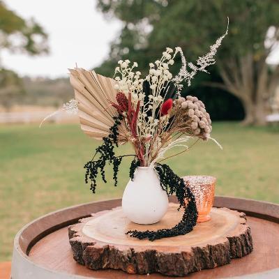 White Chalk Vases with Mixed Dried Flowers thumbnail 2