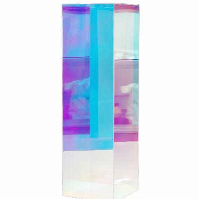 Styling - 90cm Tall Acrylic Square Plinth Rainbow Iridescent