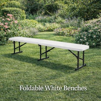 Bench White Foldable 1.55m long thumbnail 1