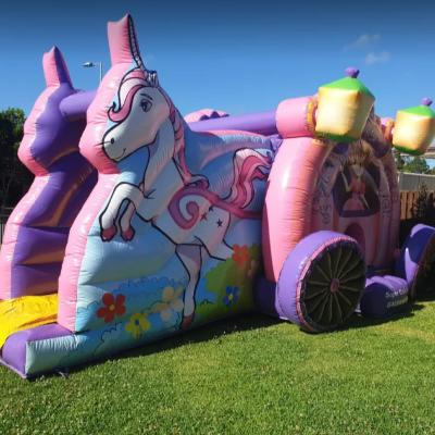 Unicorn Princess Carriage Jumping Castle with Slide