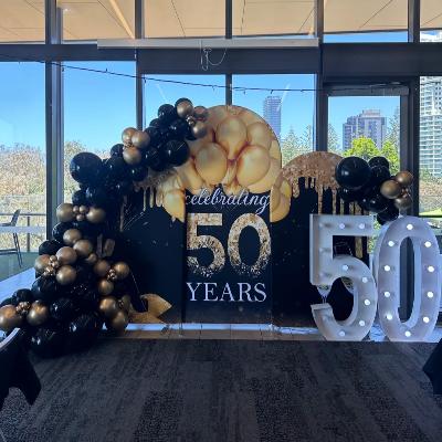 Celebrating 50 Arch Backdrop package