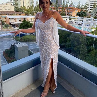 Tina Holly Sequin Drape Cocktail White/Nude Dress Size 8 and 12 thumbnail 2