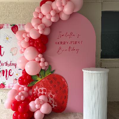 Single Arch Backdrop and Balloons - Berry Package