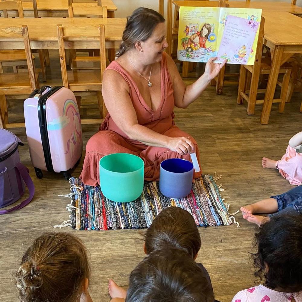 Sound bowl healing kids mindfulness session