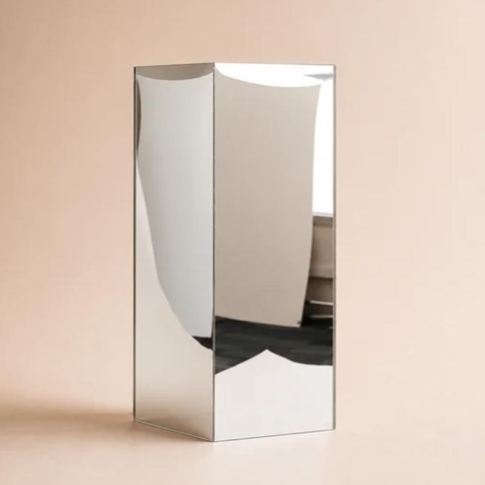50cm Mirror Silver Squared Plinth