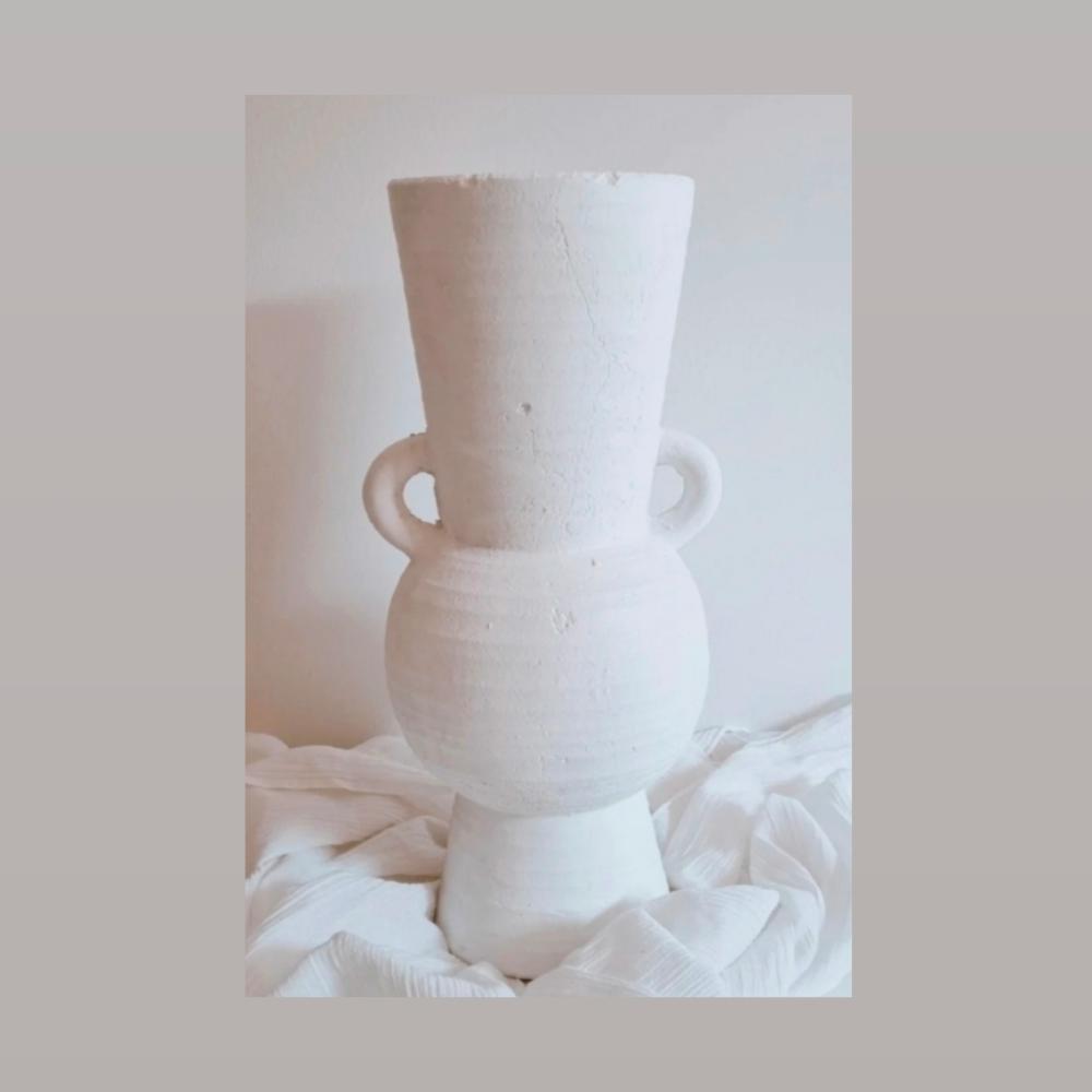 Large White Hand-Crafted Urn