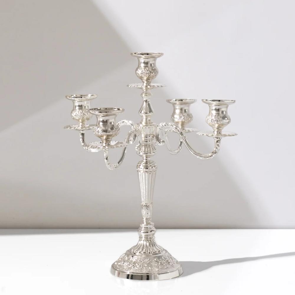 5-arm Antique Silver Candelabra