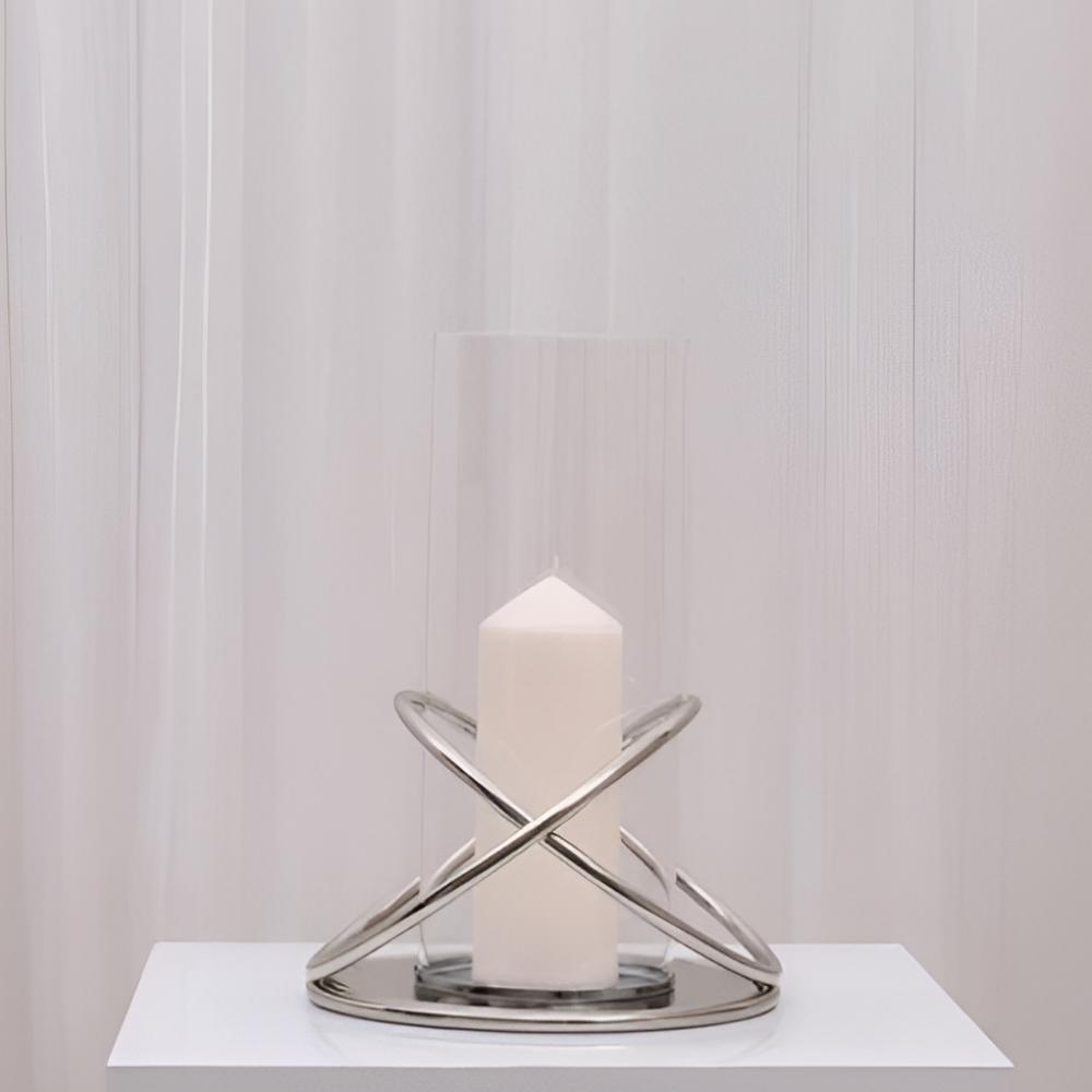 Naomi Hurricane Candleholder - Large/Silver