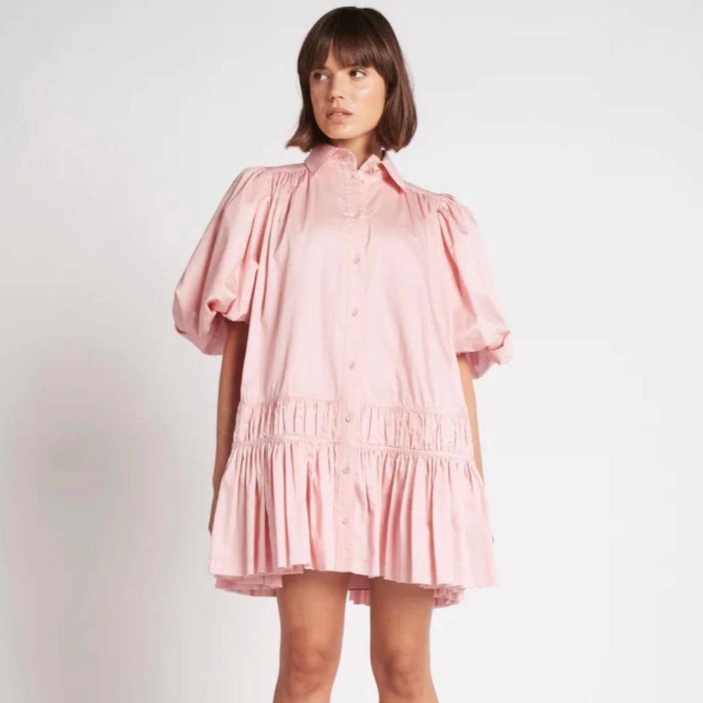 AJE Yvette Smock Mini Dress Pink Size 10