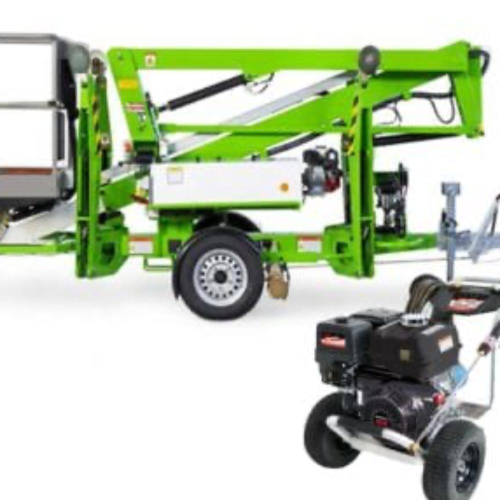 12m Trailer Mounter Cherry Picker & Petrol Pressure Washer
