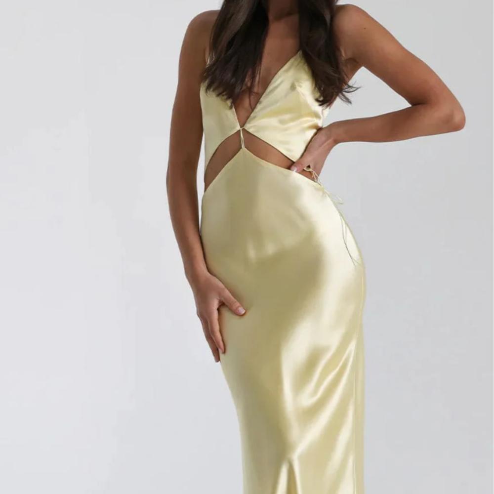 Natalie Rolt Iris Maxi Gown - Lemon Size 6, 8