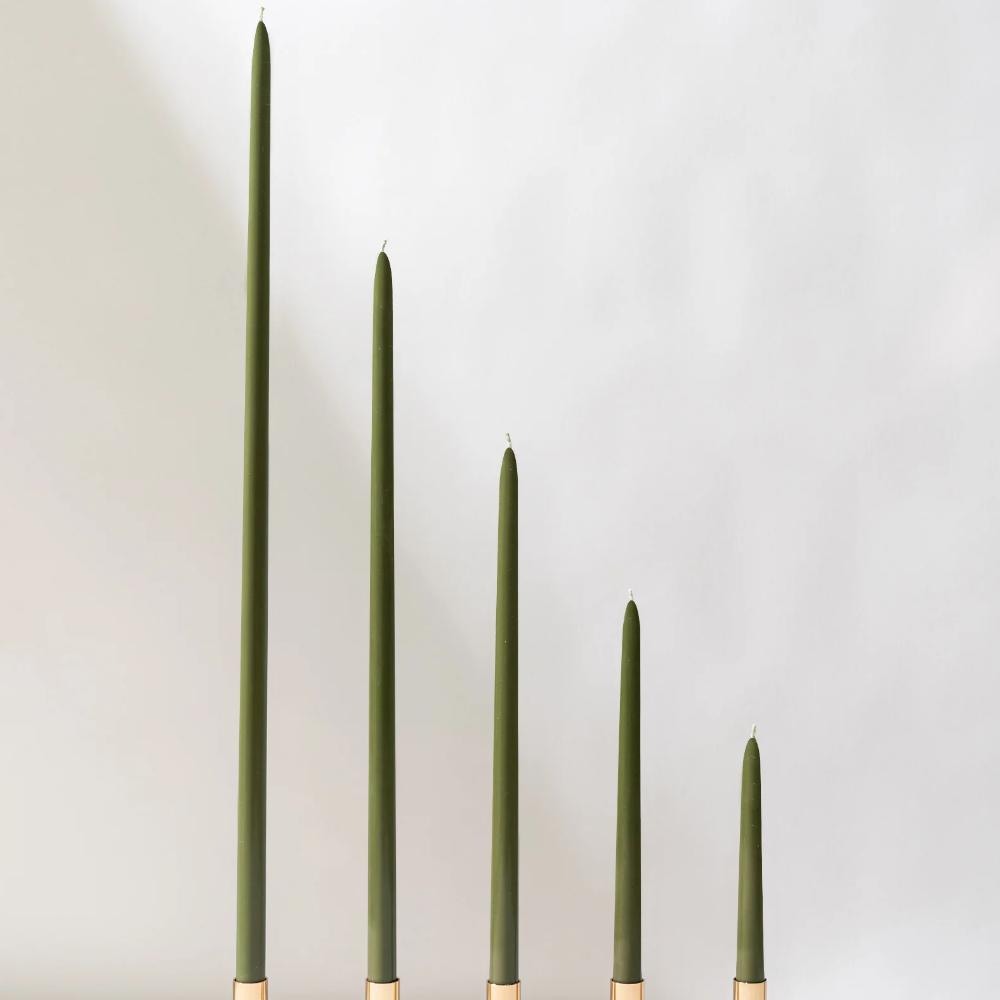 Moss Green Taper Candles