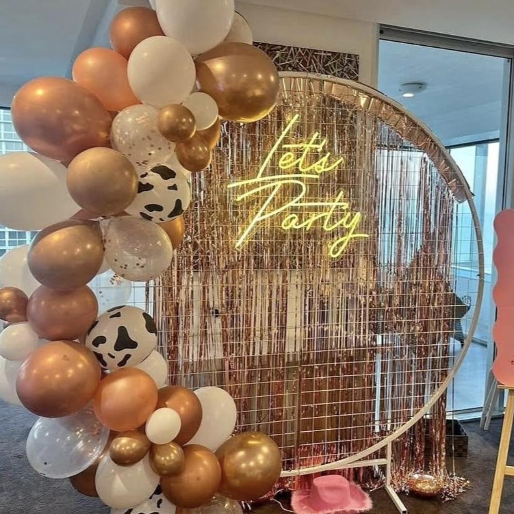 Round Mesh Balloon Arch 2m White & LED Sign