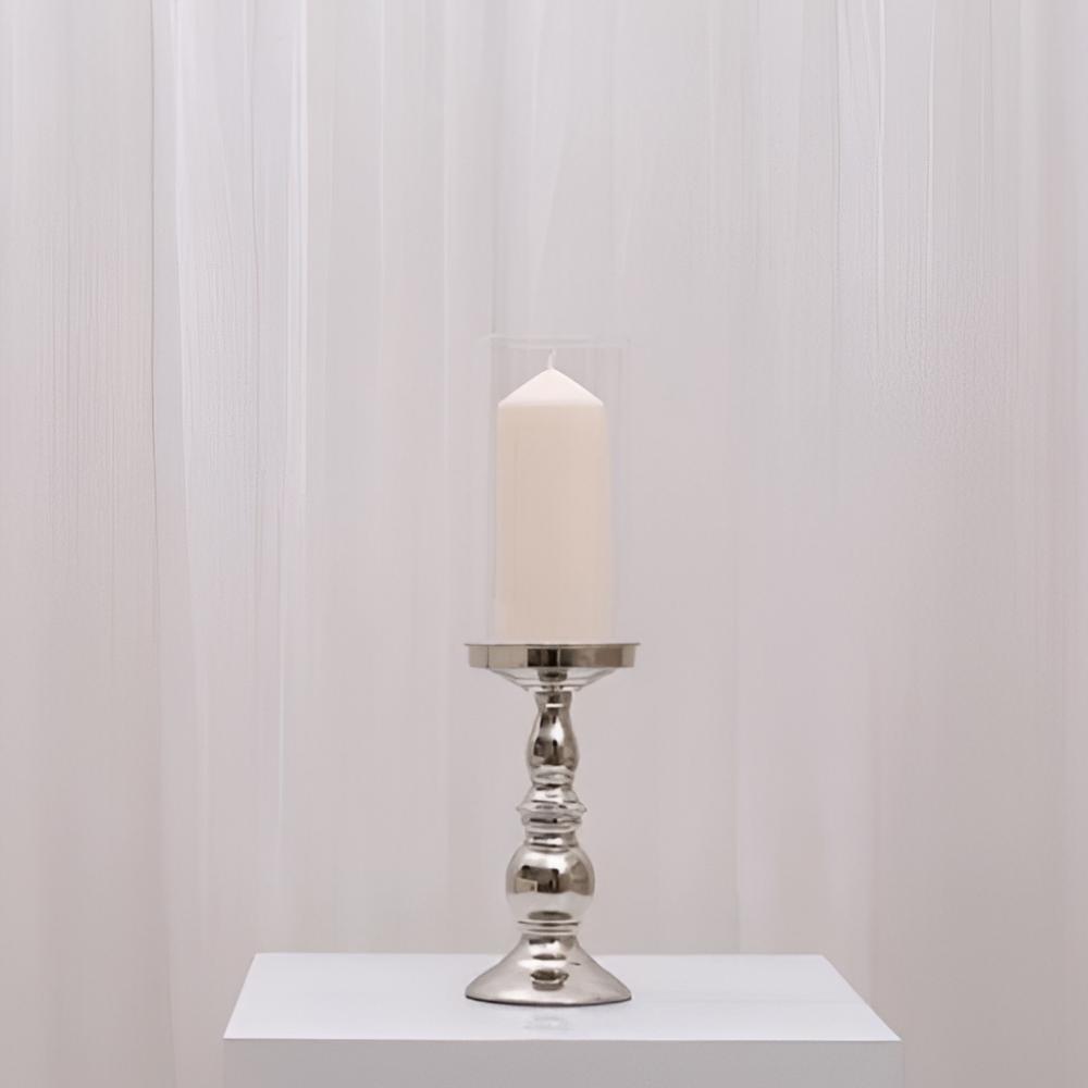 Sophia Pillar Candleholder - Medium/Silver