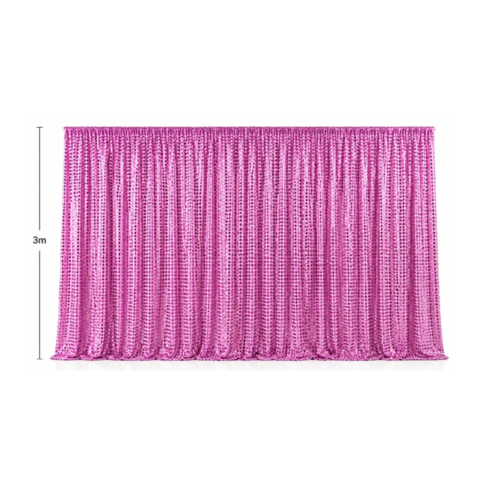 Backdrop - Sequin Hot Pink Backdrop Panel 500mm x 3 meters (with curtain rod holes)