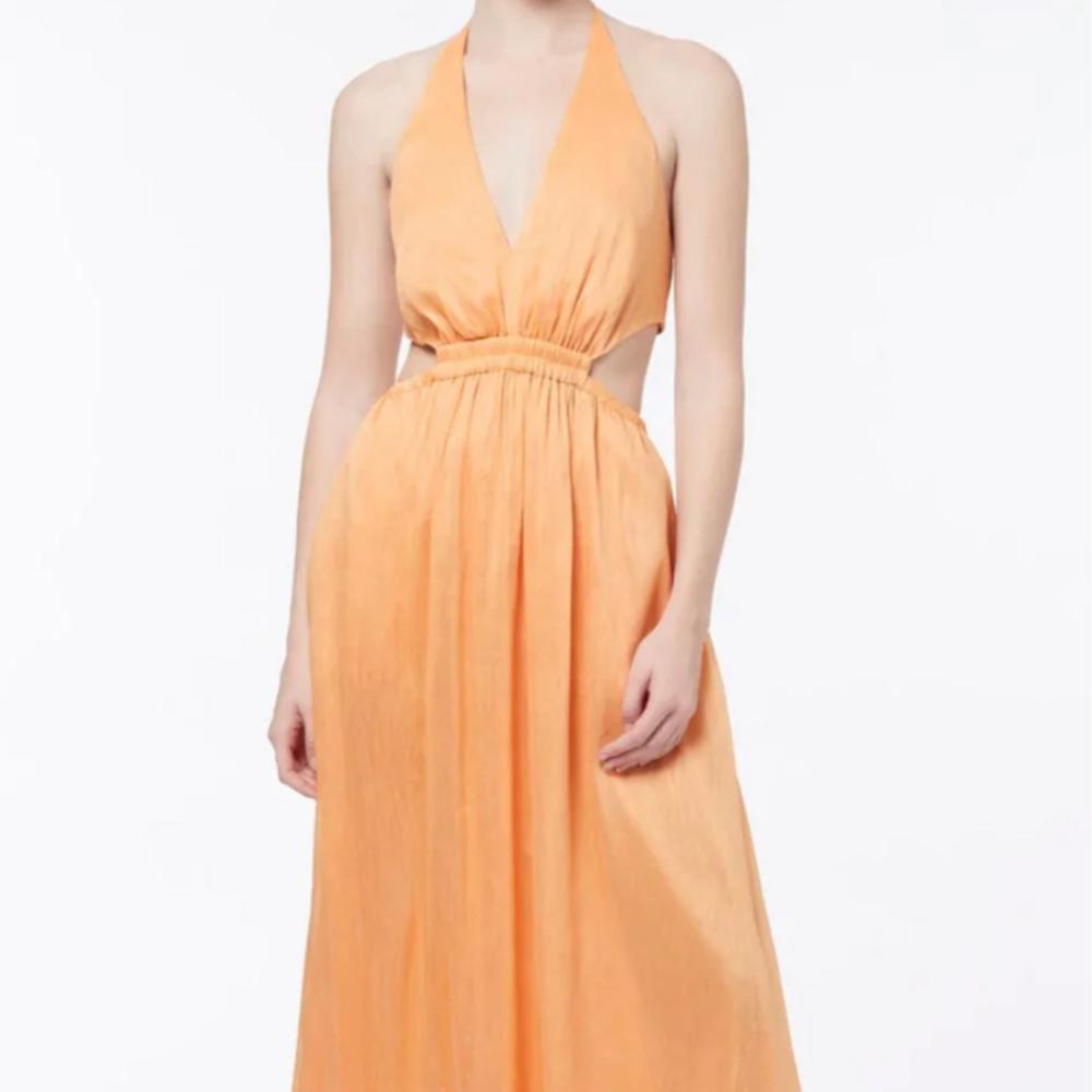 Manning & Cartell Lyrical Colours Halter Maxi Dress in Mango - Orange Size 6
