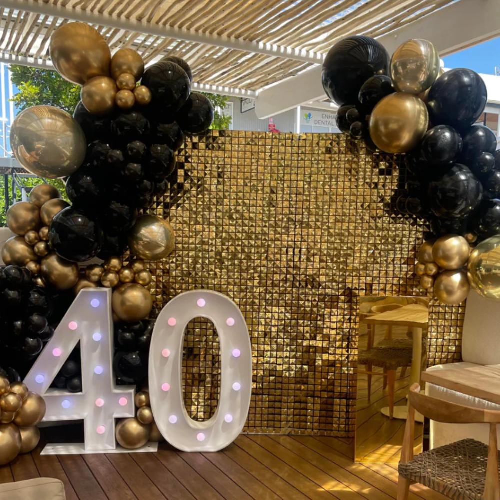 Gold Shimmer Wall and Light Up Numbers Package