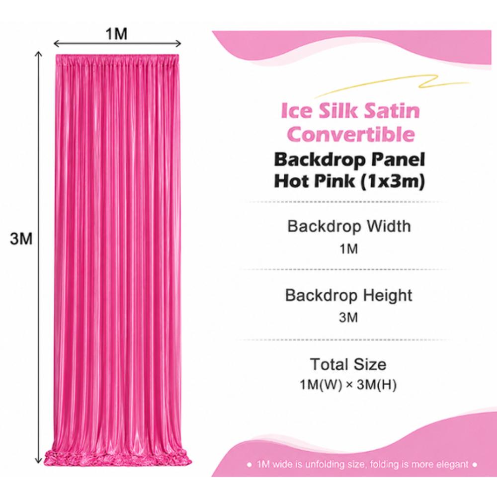 Backdrop - Hot Pink Ice Silk Satin Backdrop Panel - Hot Pink (1 meter wide x3 meters high)
