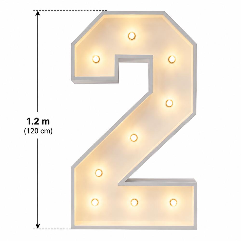 LED - 1.2 m high  White Light up Number 2 (with remote control)