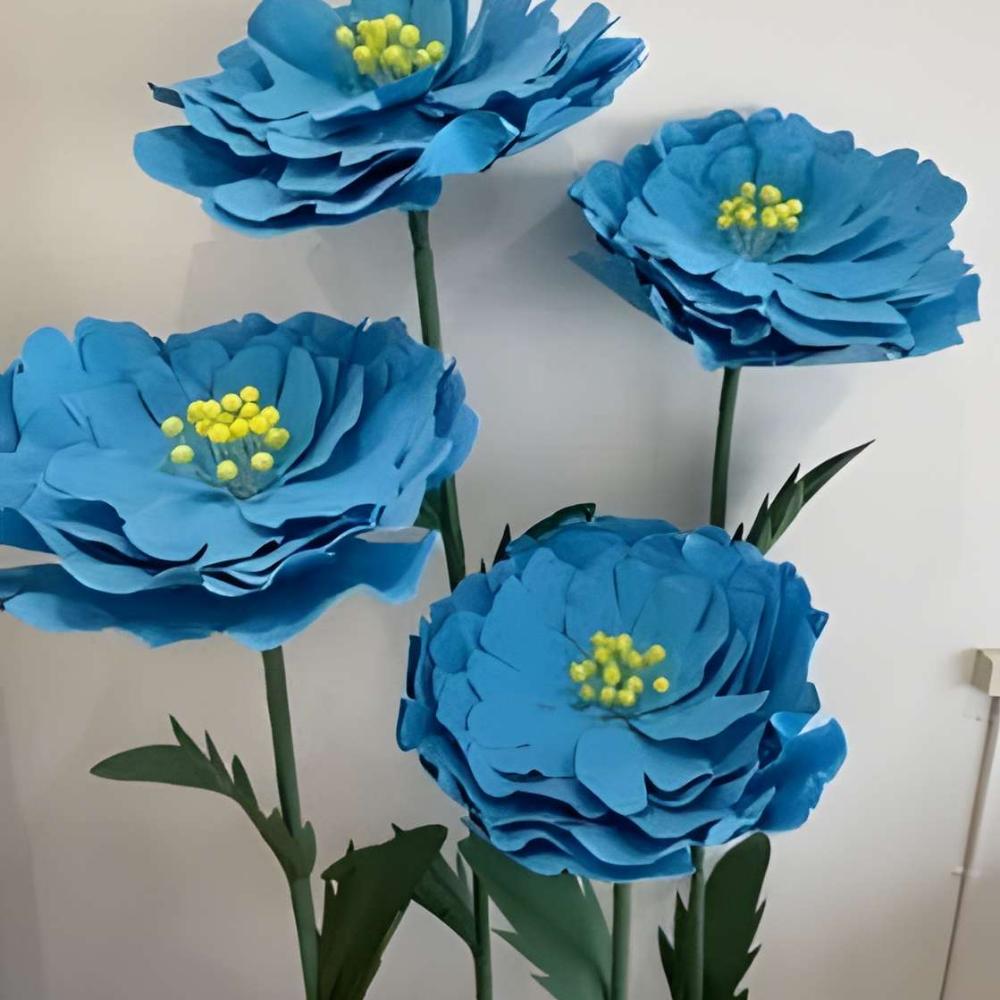 Marigold Large Freestanding Faux Flower - Blue