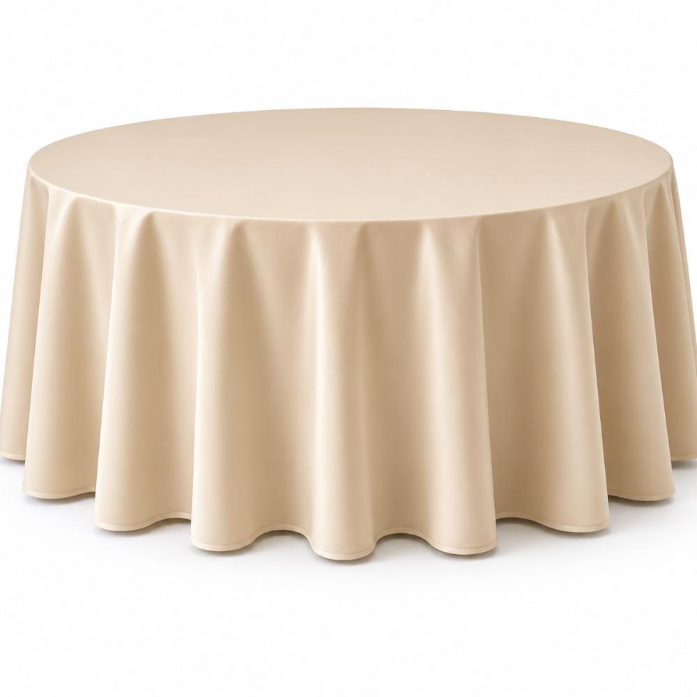 Tablecloth Champagne 305cm Round  (Commercial Grade, Laundered including professional pressing)