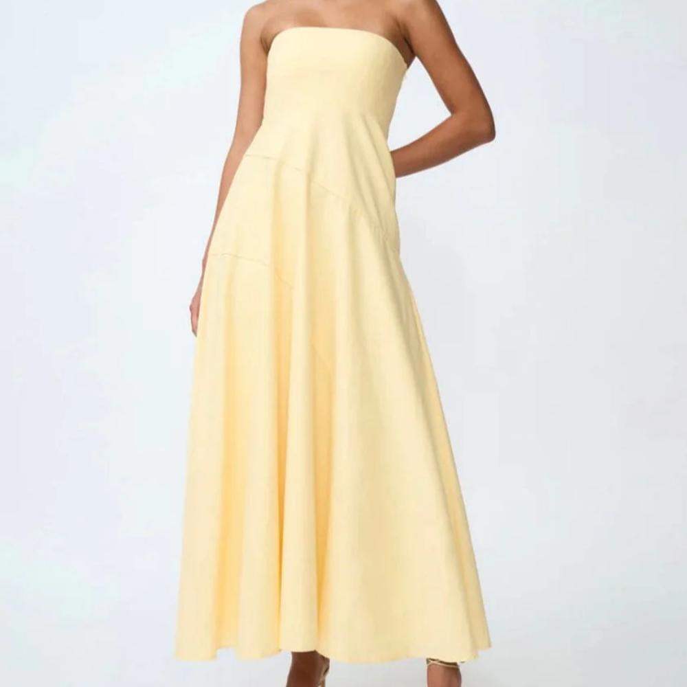 By Johnny Lemon Drop Strapless Dress - Size 12