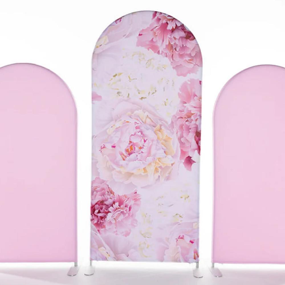 Pink Floral Arch Backdrop Trio