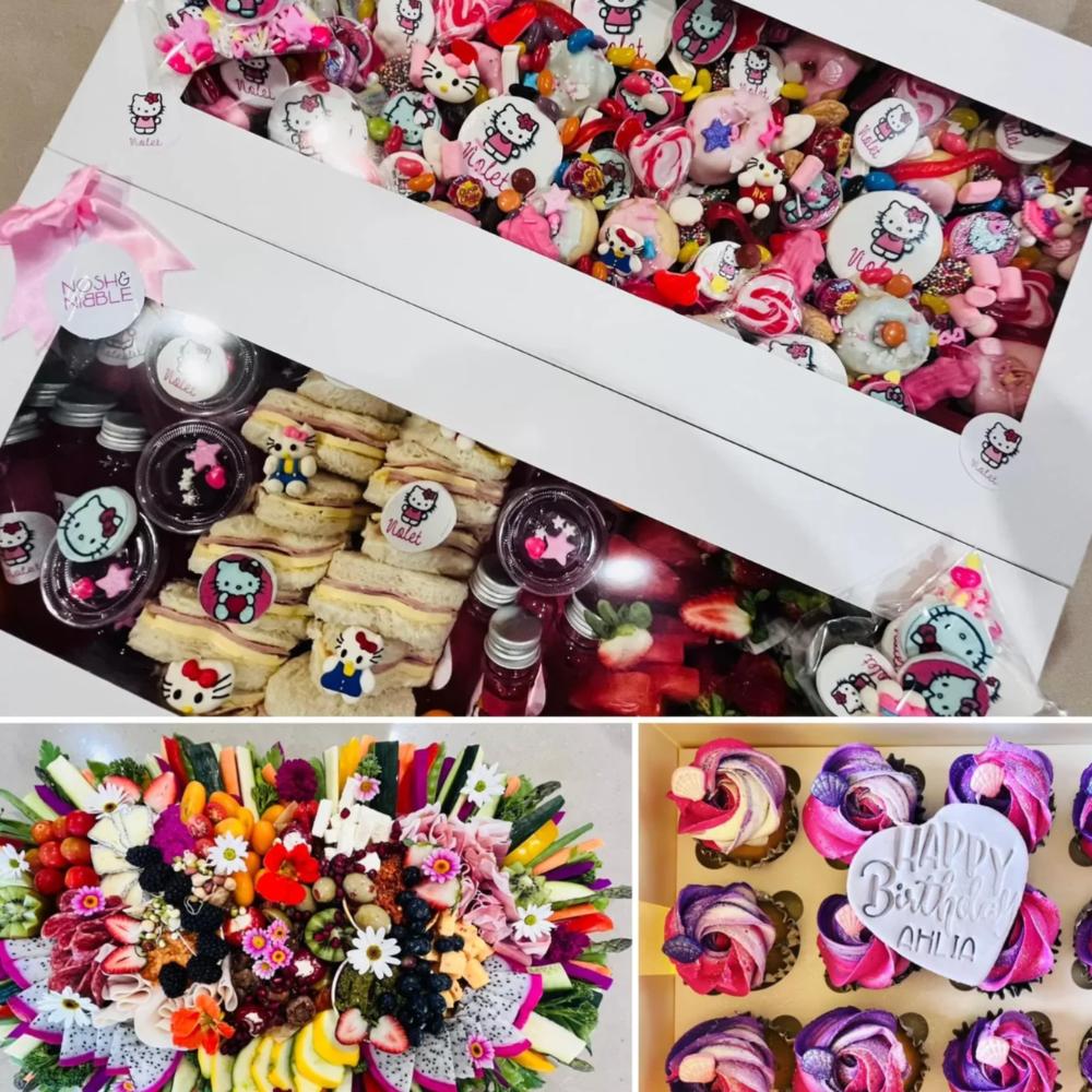 Savoury platter with fruits lollies and Cupcakes - Kids Party Package - Ultimate Fun and Celebration Essentials -