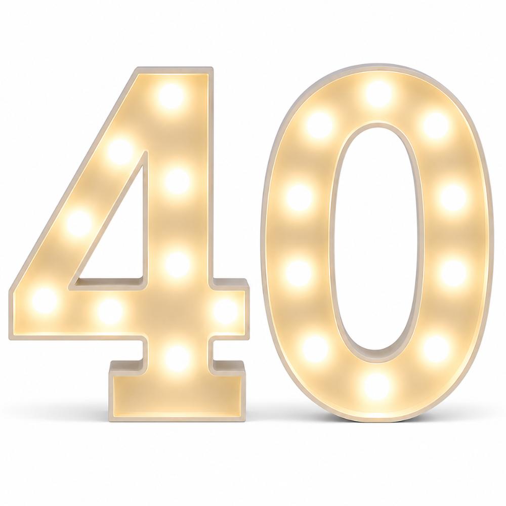 LED - 1.2 m high White Light up Number 40 (with remote control)