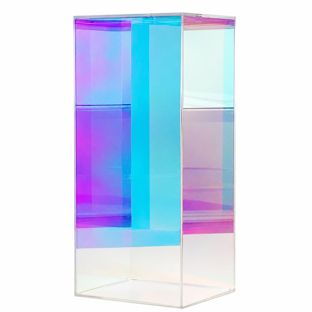 Styling - 55cm Tall Medium Acrylic Square Plinth Rainbow Iridescent