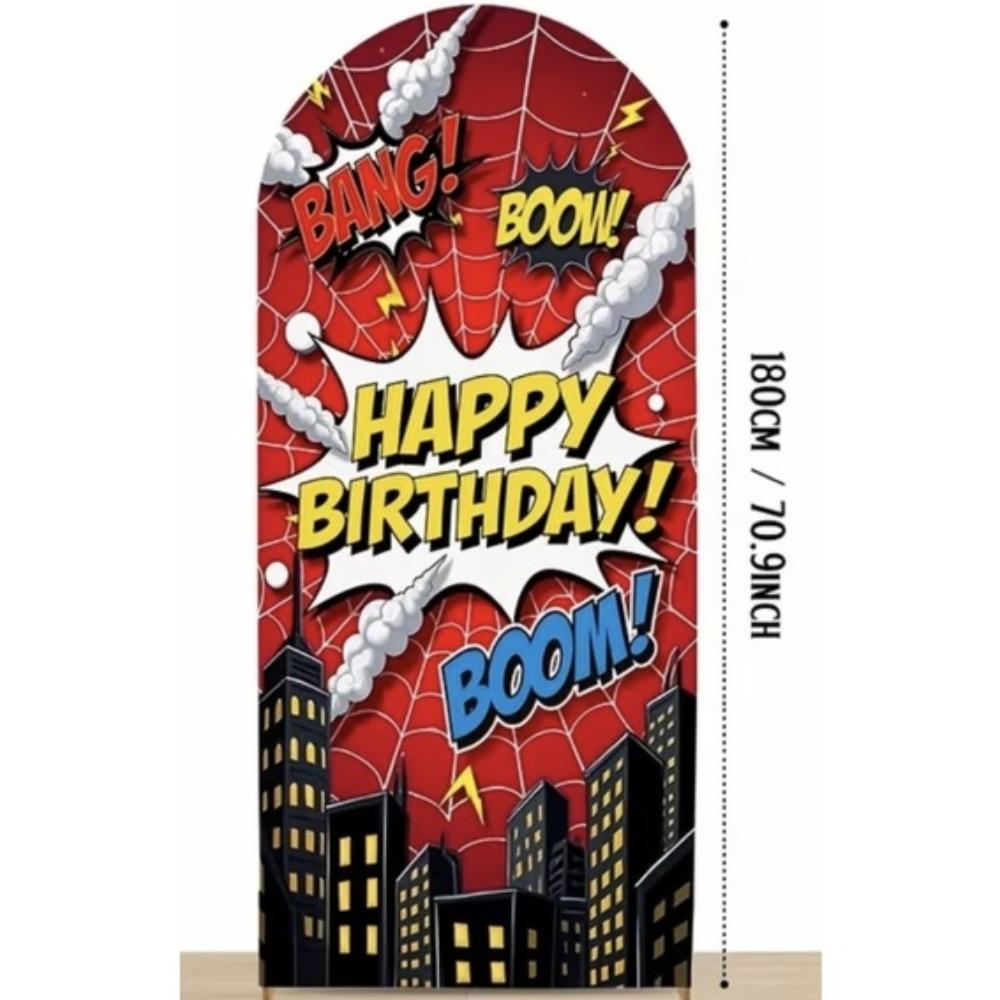 Backdrop - Superheros Happy Birthday Arch and Cover