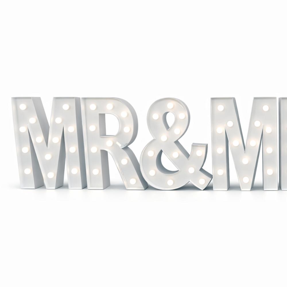 LED 1.2 meter MR & MRS White Light Up Letters