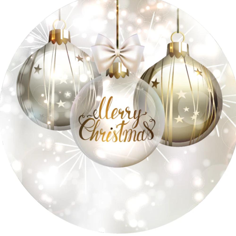 White Merry Christmas Round Backdrop Package