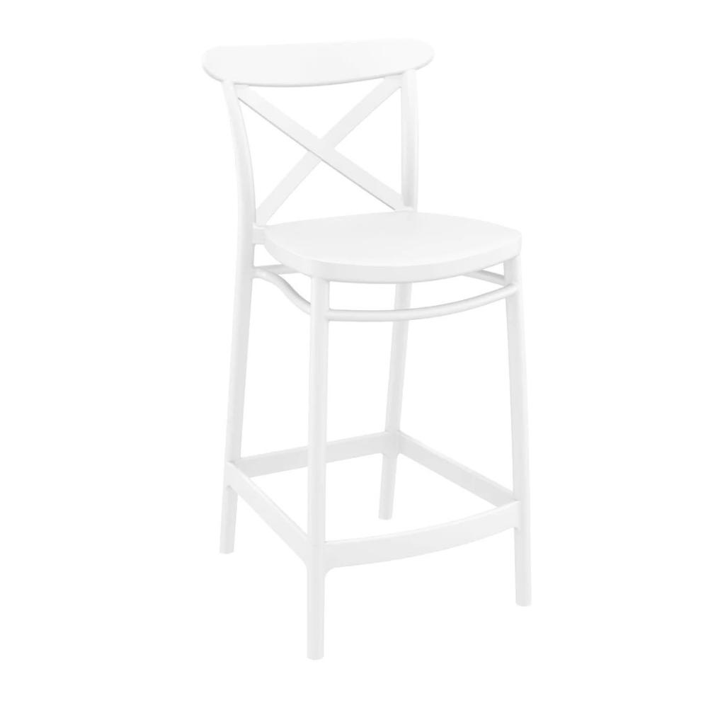 Bar Stool - Cross Back - White