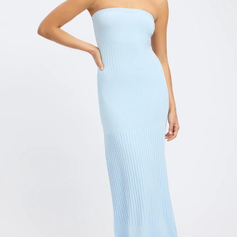 Kookai Serah Strapless Long Dress - Pale Blue Size 8