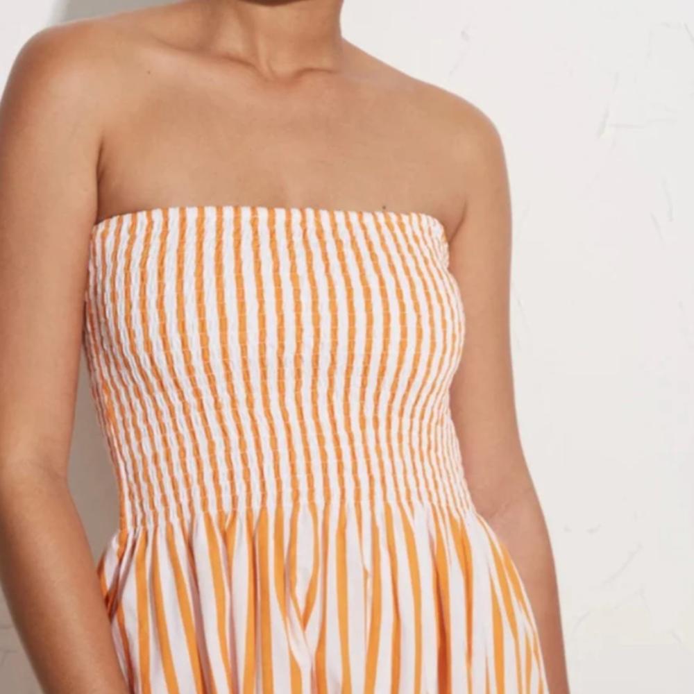 Faithfull the Brand Madella Midi Martie Orange Stripe Size 6