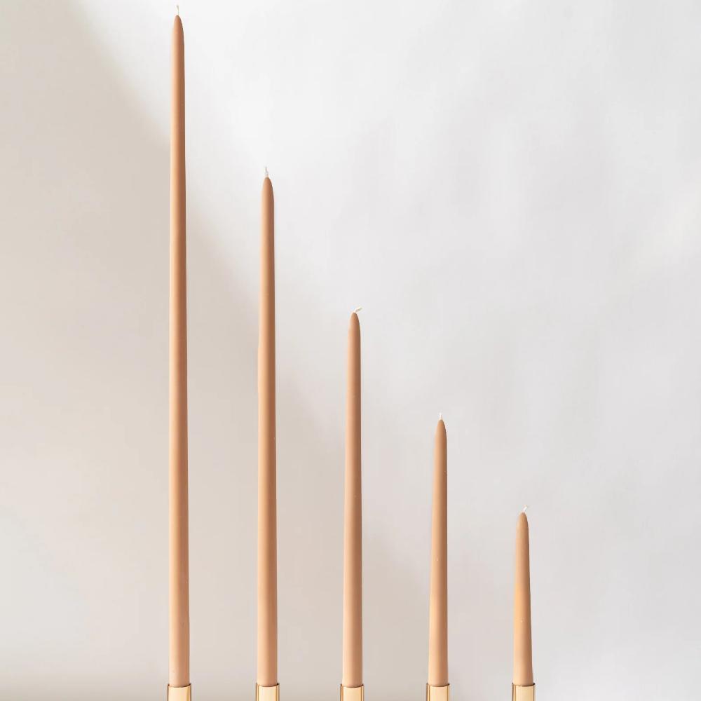 Venti Brown Taper Candles - 76cm - PAIR