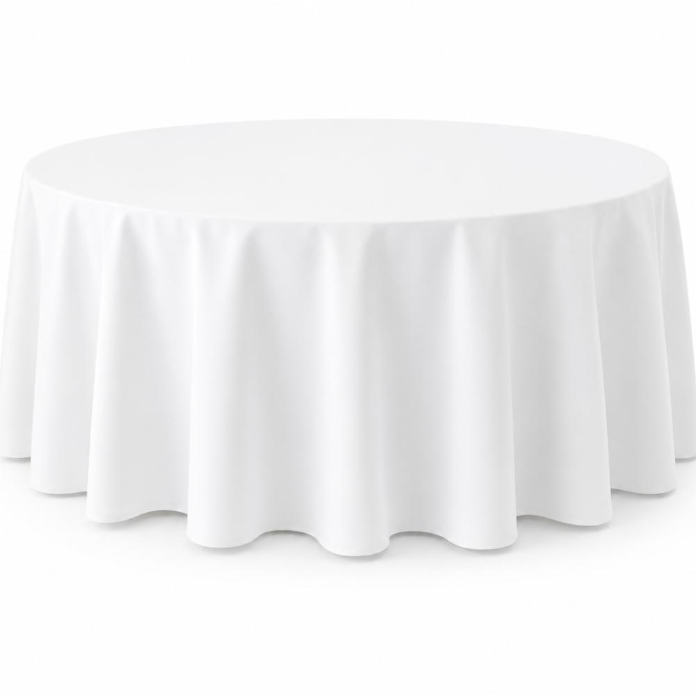 Tablecloth White 305cm Round  (Commercial Grade, Laundered including professional pressing)