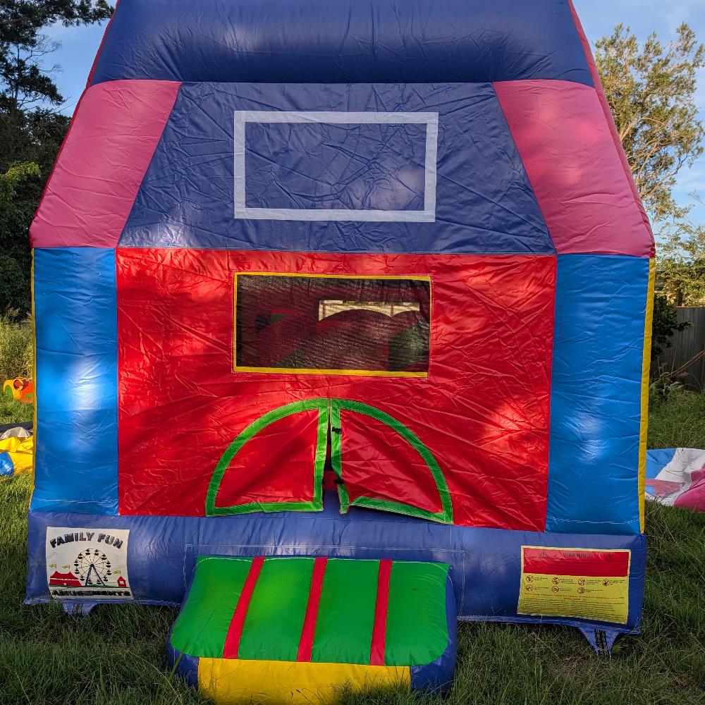 Small Red Jumping Castle with obstacles