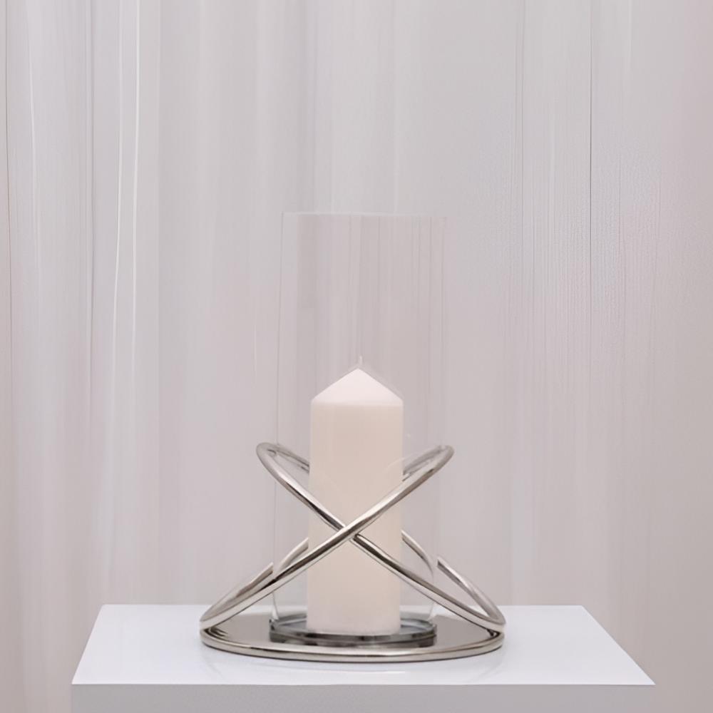 Naomi Hurricane Candleholder - Small/Silver