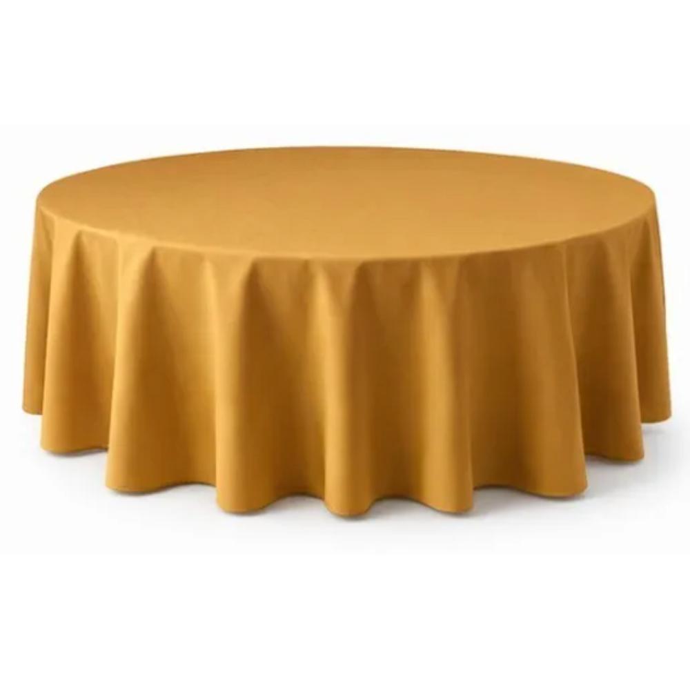 Tablecloth Gold 305cm Round  (Commercial Grade, Laundered including professional pressing)