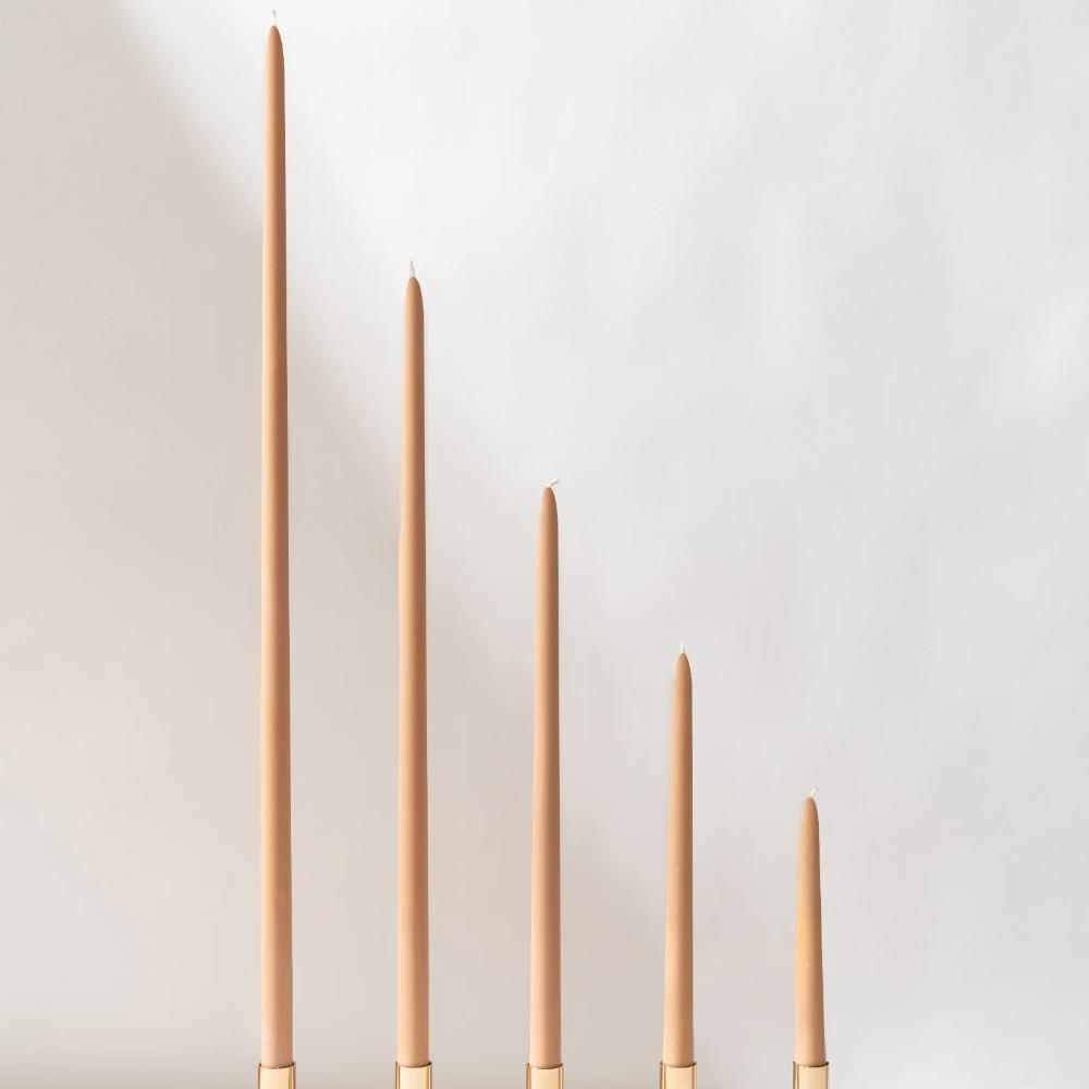 Venti Brown Taper Candles - 46cm - PAIR