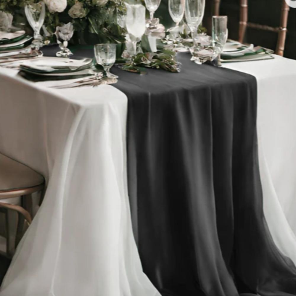 Black Chiffon Table Runner