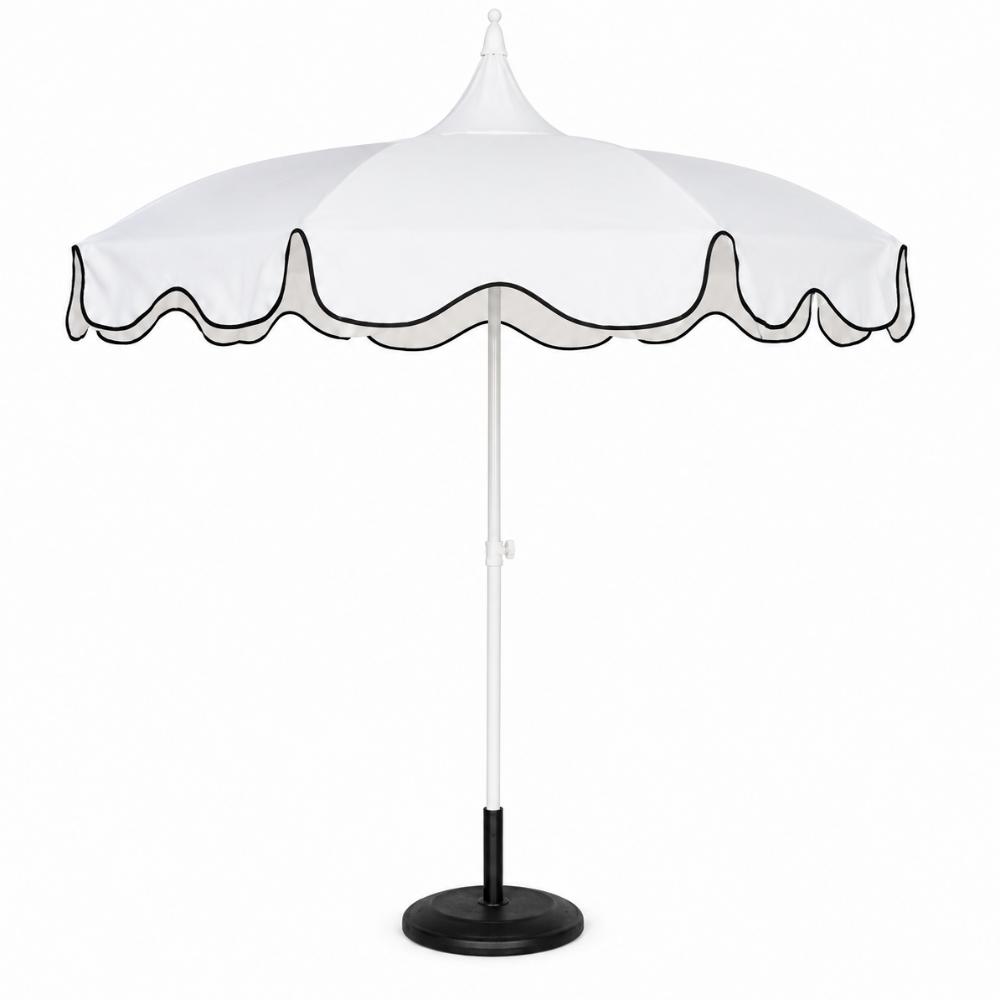 Umbrella - White Scallop 2.4 meters Umbrella with base
