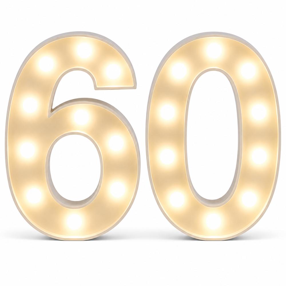 LED - 1.2 m high  White Light up Number 60 (with remote control)